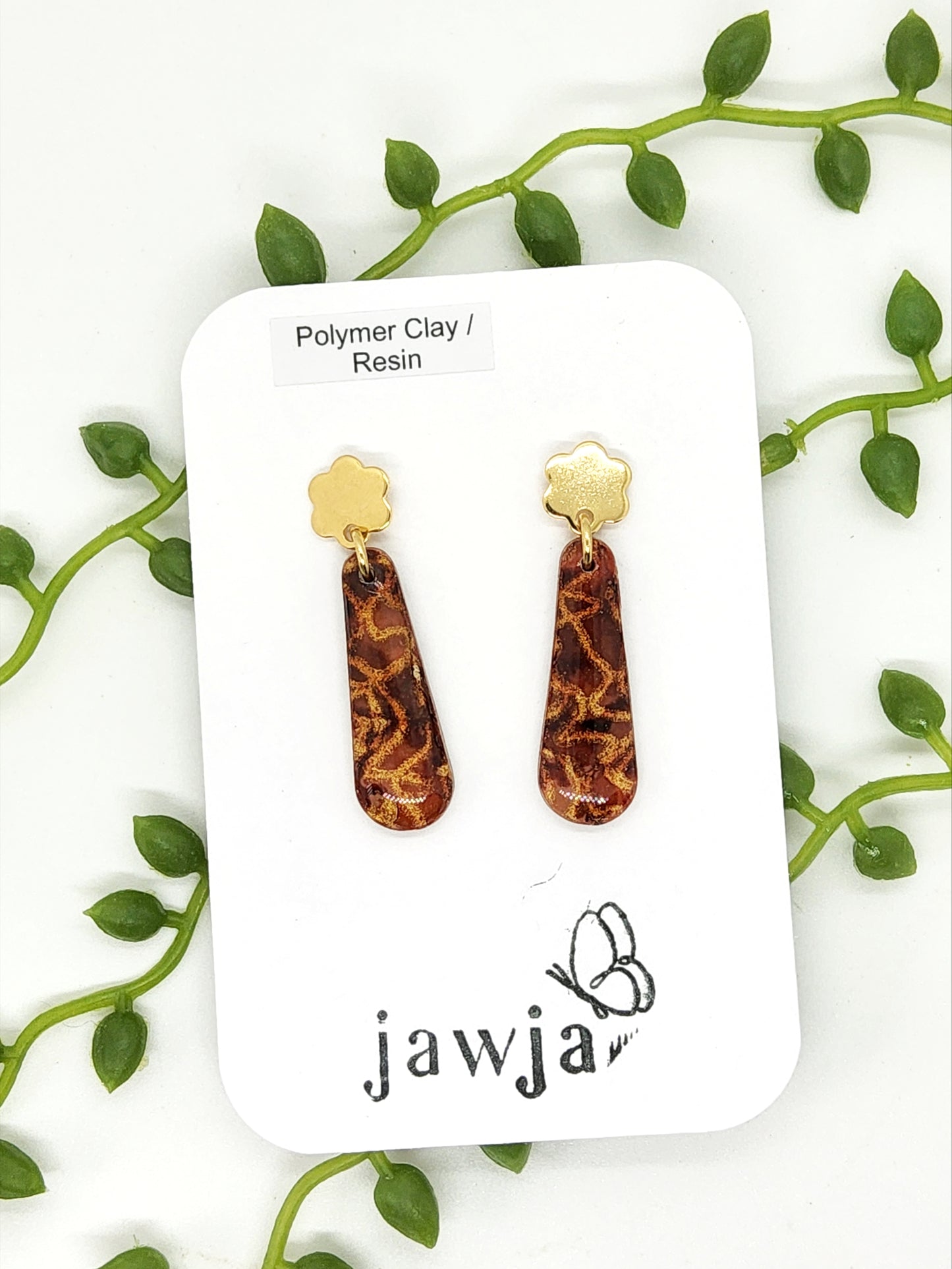 TORTOISESHELL EFFECT POLYMER CLAY EARRINGS