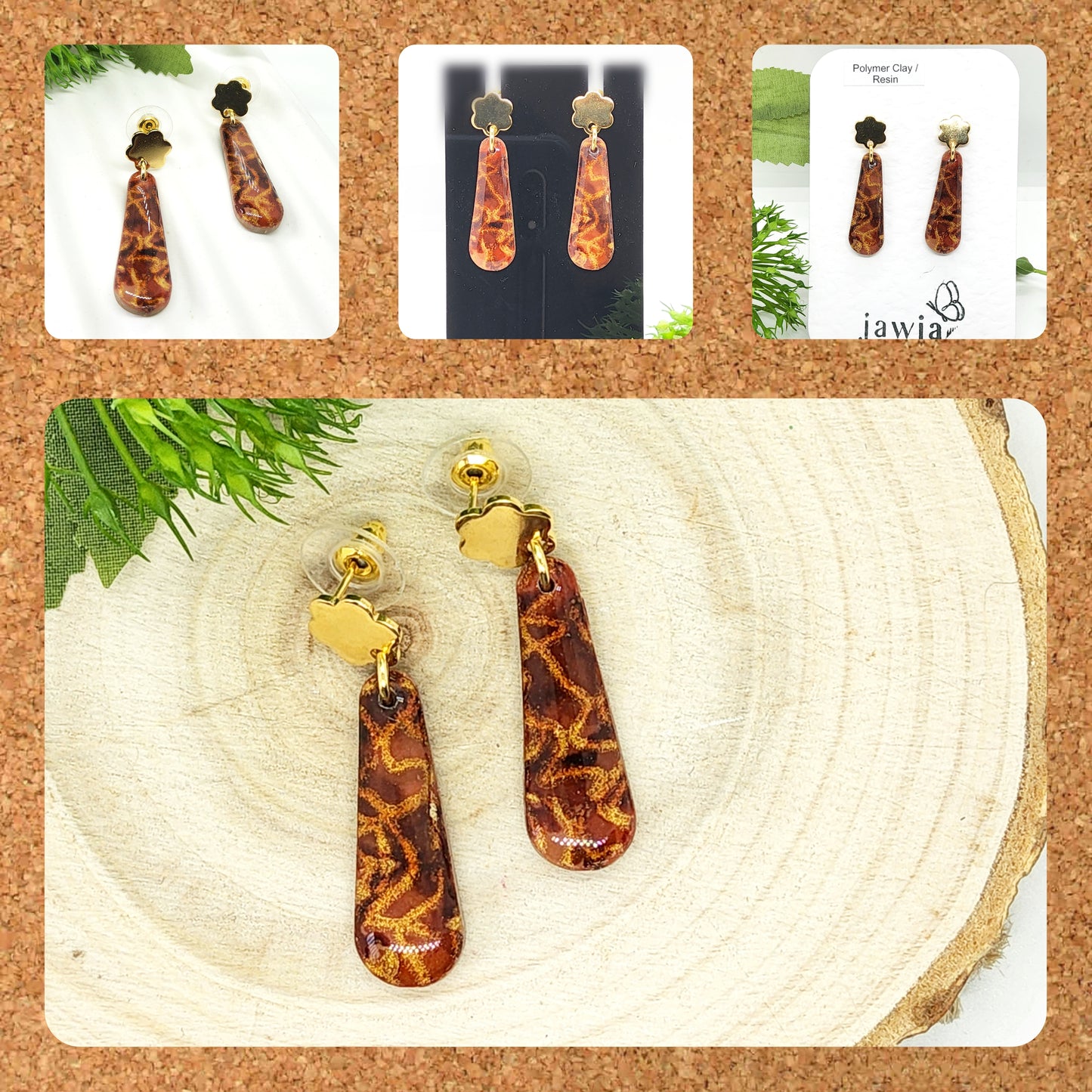 TORTOISESHELL EFFECT POLYMER CLAY EARRINGS