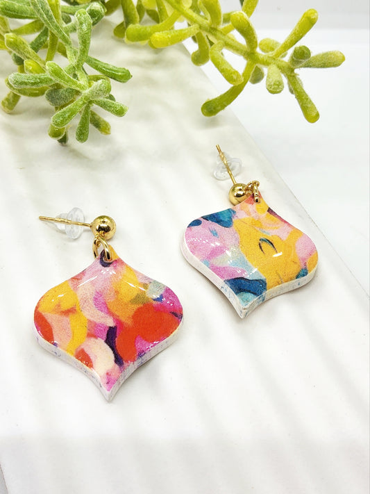 FLOWERED POLYMER CLAY EARRINGS