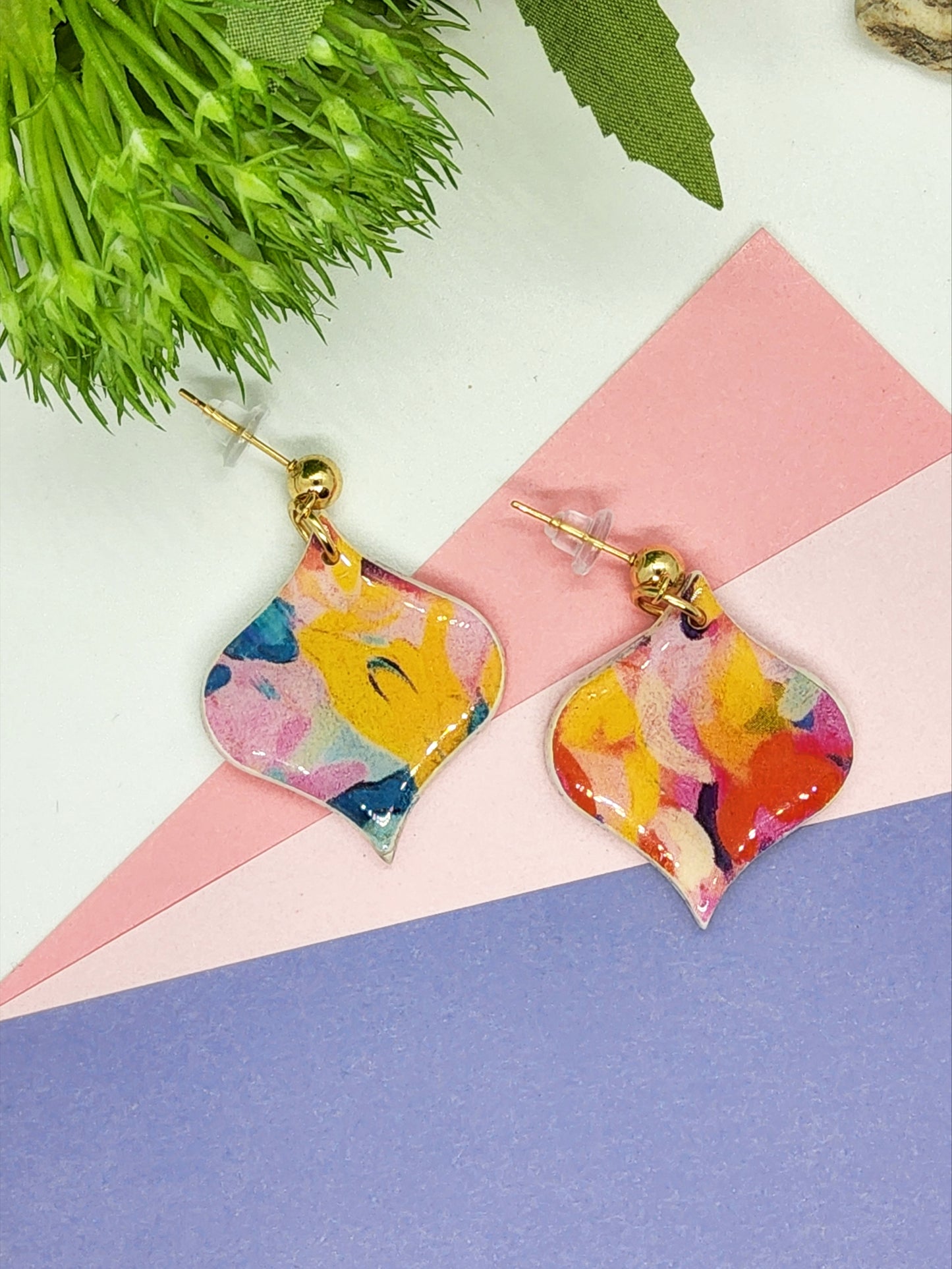 FLOWERED POLYMER CLAY EARRINGS