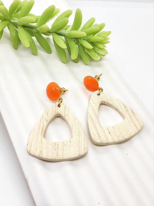 BUTTERCREAM AND ORANGE POLYMER CLAY EARRINGS