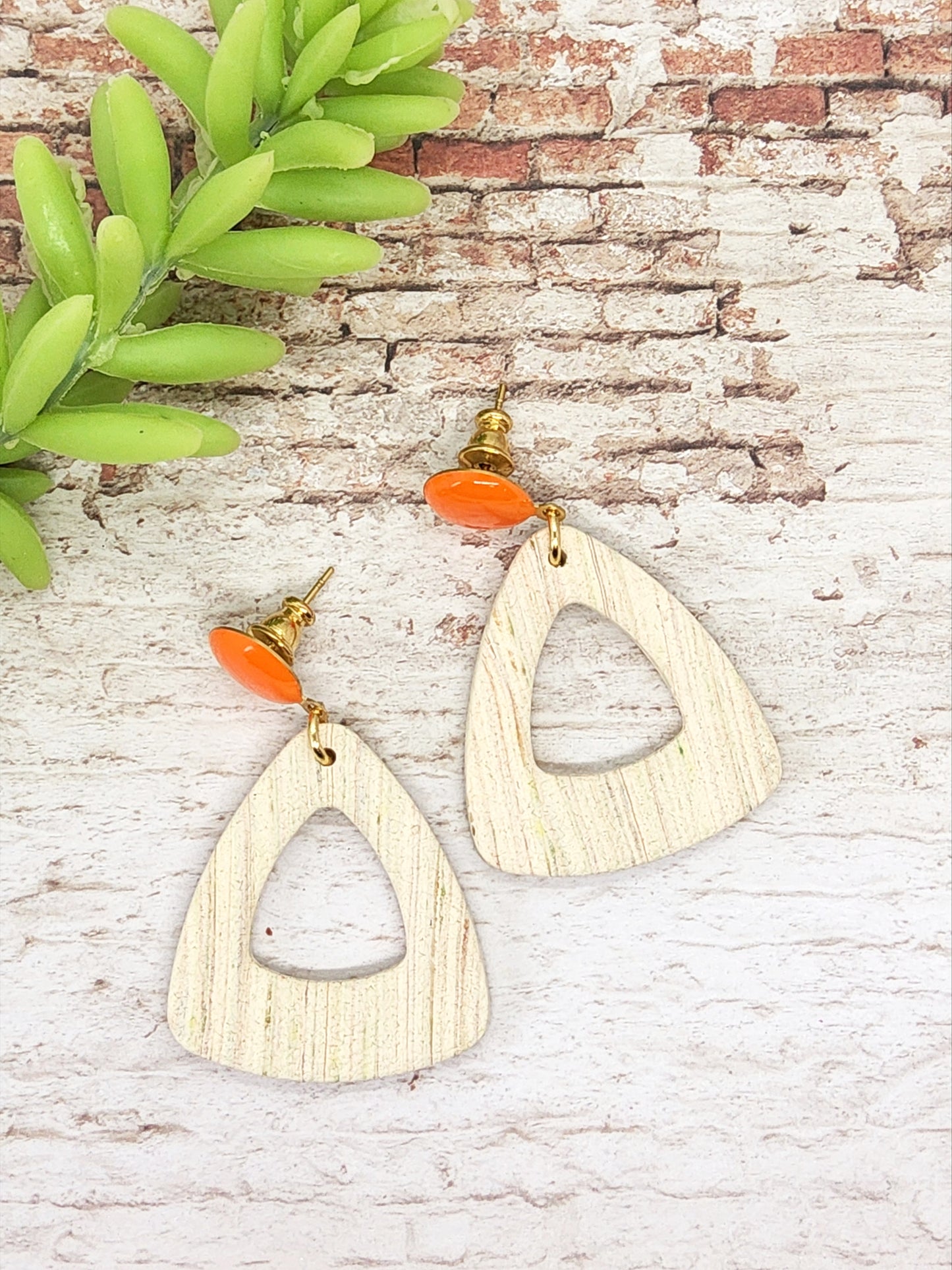 BUTTERCREAM AND ORANGE POLYMER CLAY EARRINGS