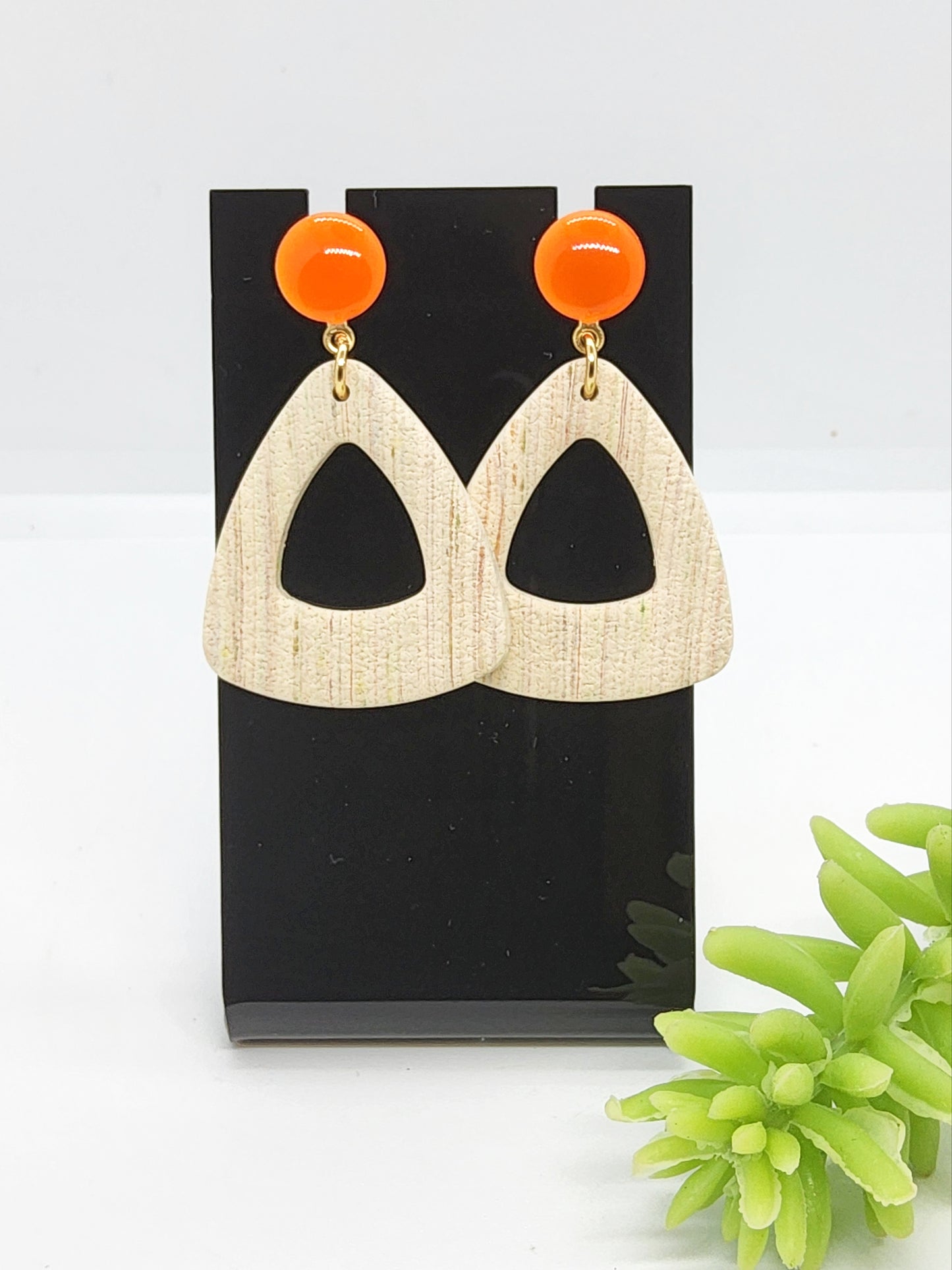 BUTTERCREAM AND ORANGE POLYMER CLAY EARRINGS