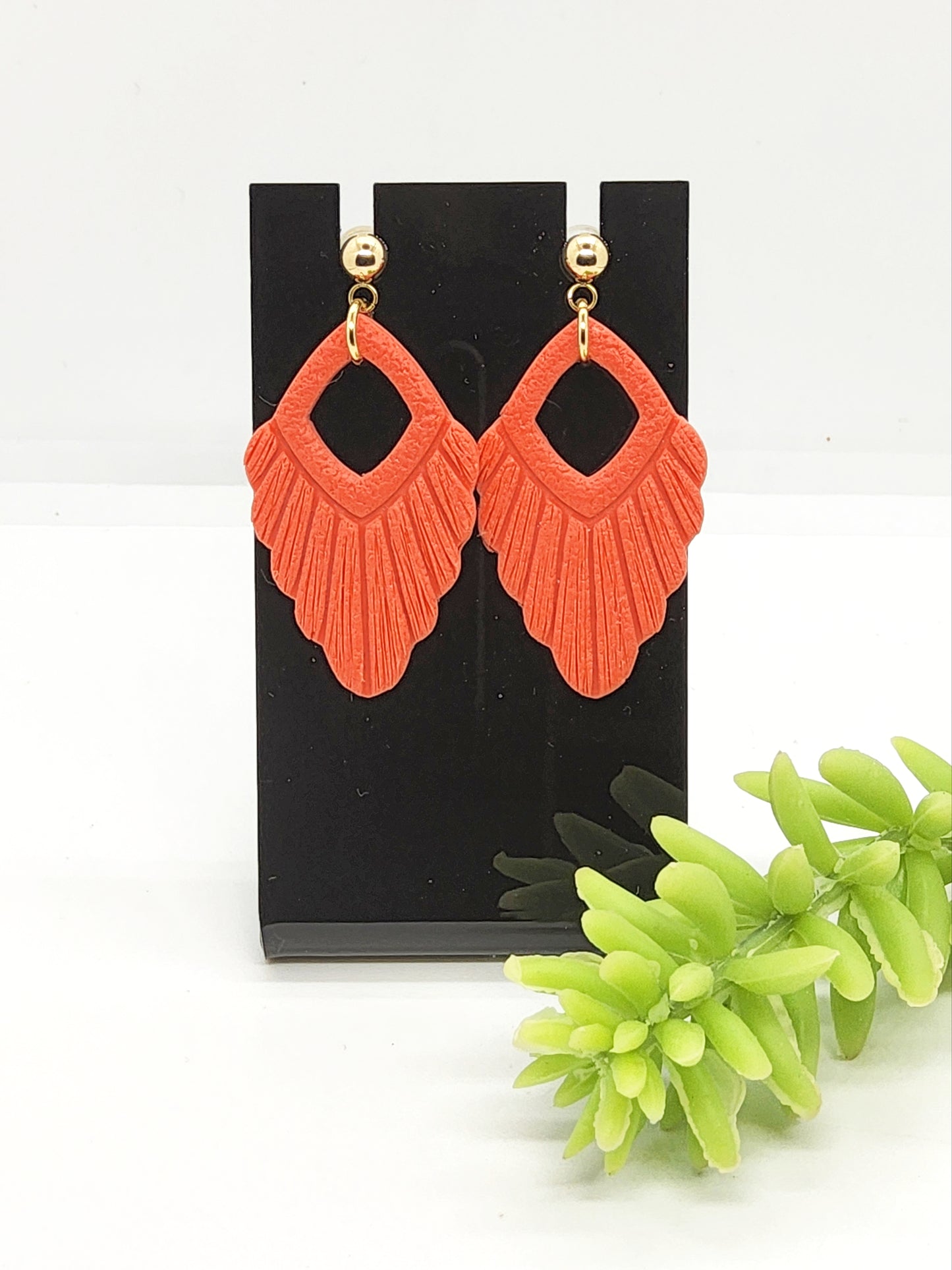 CORAL POLYMER CLAY EARRINGS