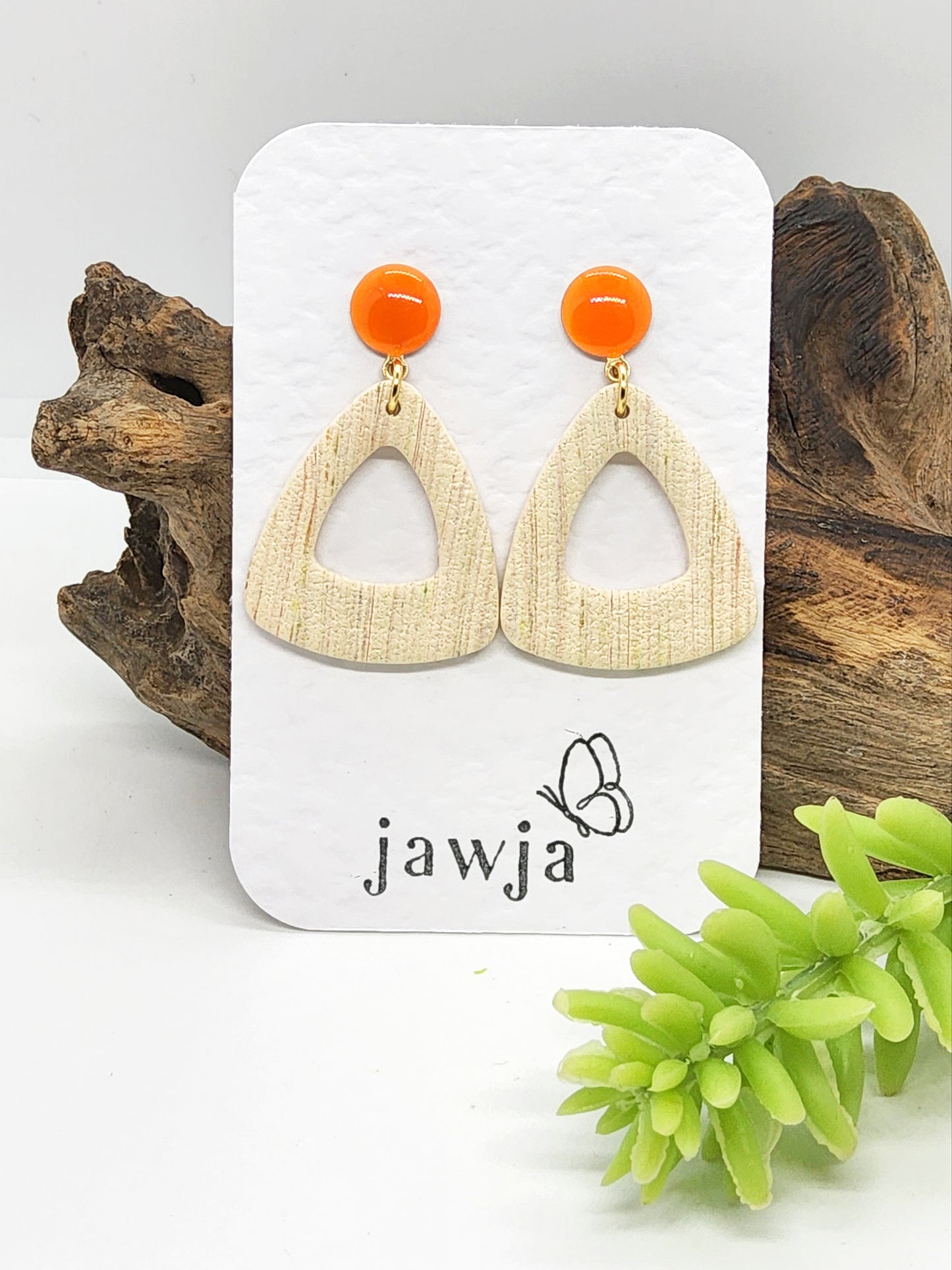 BUTTERCREAM AND ORANGE POLYMER CLAY EARRINGS