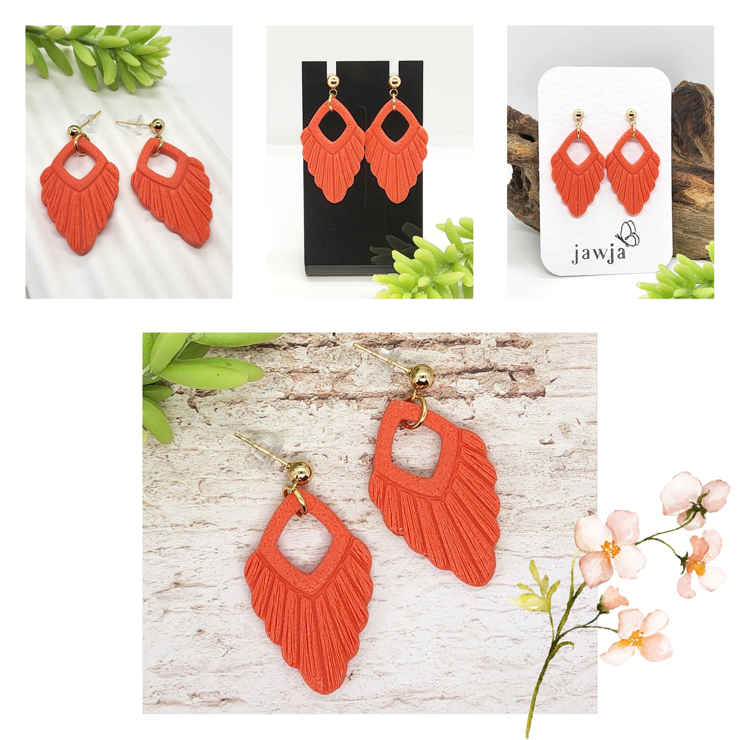 CORAL POLYMER CLAY EARRINGS