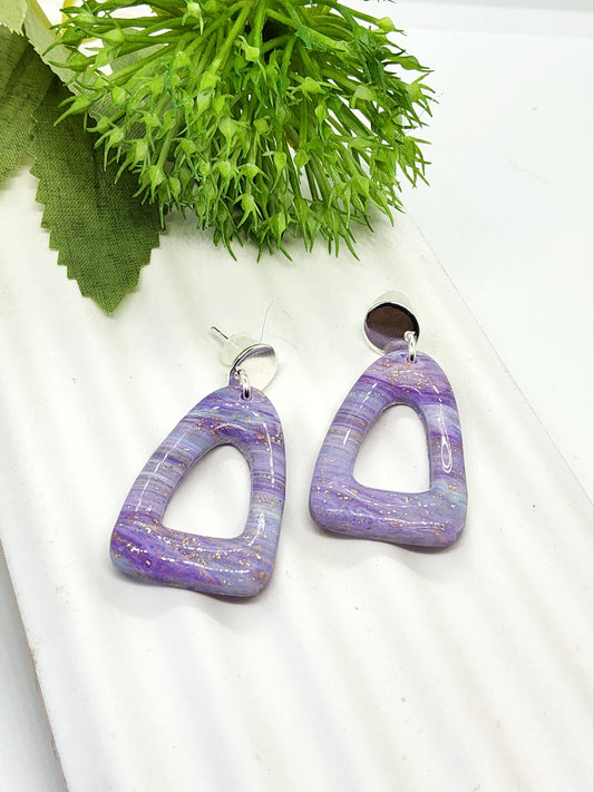 MARBLED LAVENDER POLYMER CLAY EARRINGS