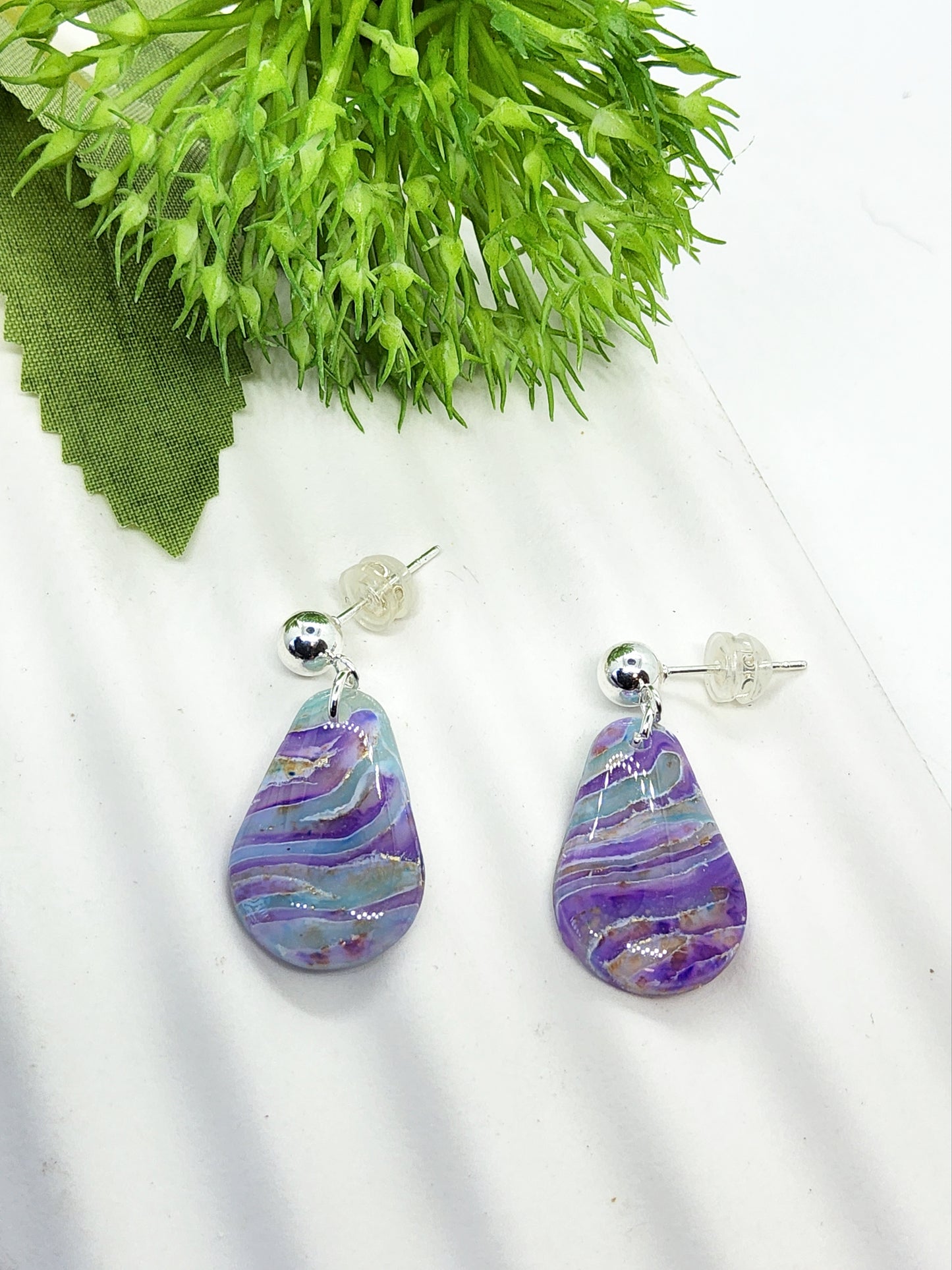 LILAC MARBLED POLYMER CLAY EARRINGS