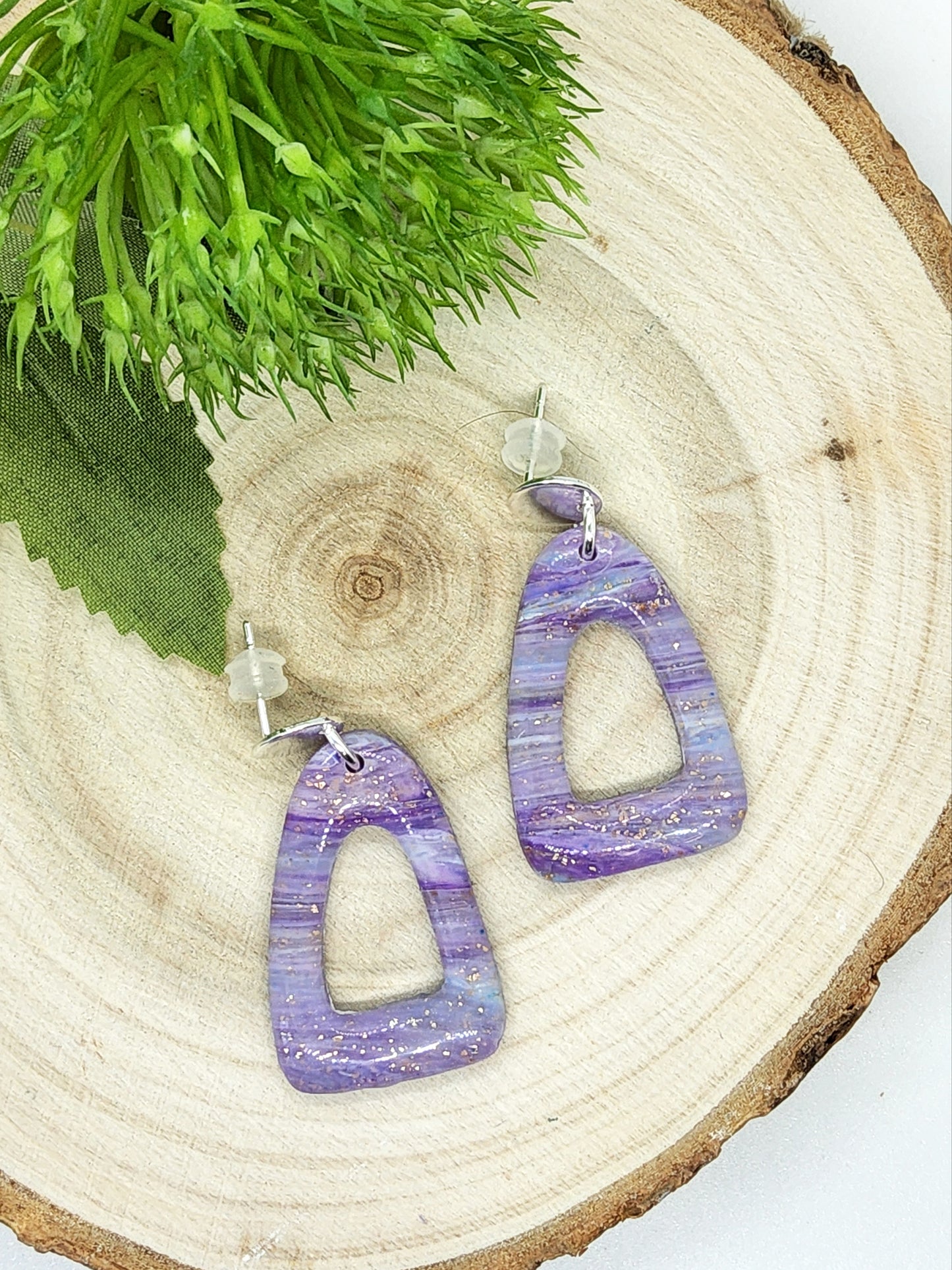 MARBLED LAVENDER POLYMER CLAY EARRINGS
