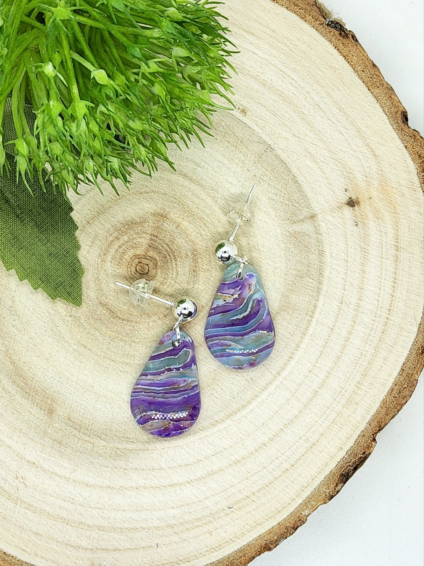 LILAC MARBLED POLYMER CLAY EARRINGS