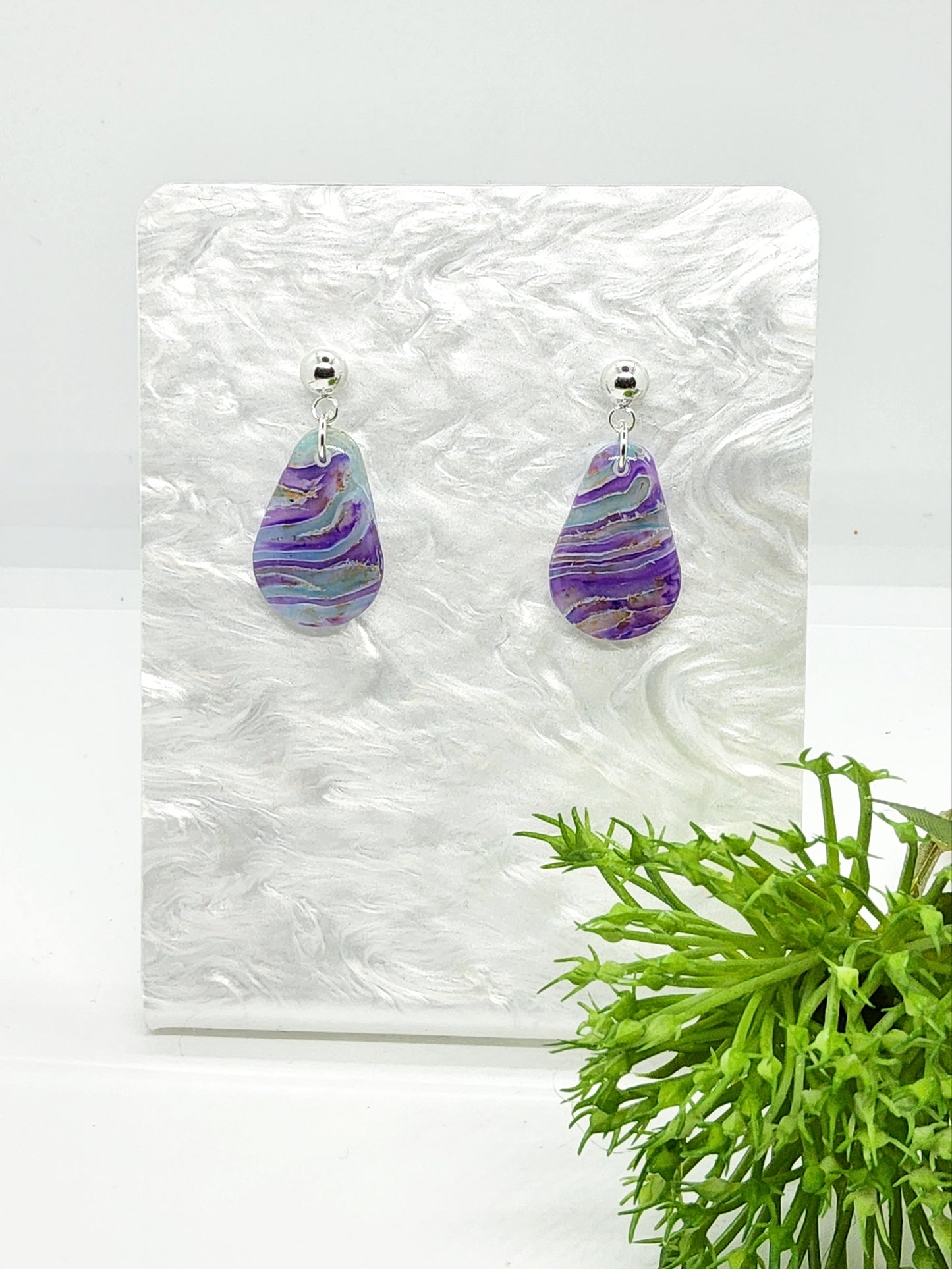 LILAC MARBLED POLYMER CLAY EARRINGS