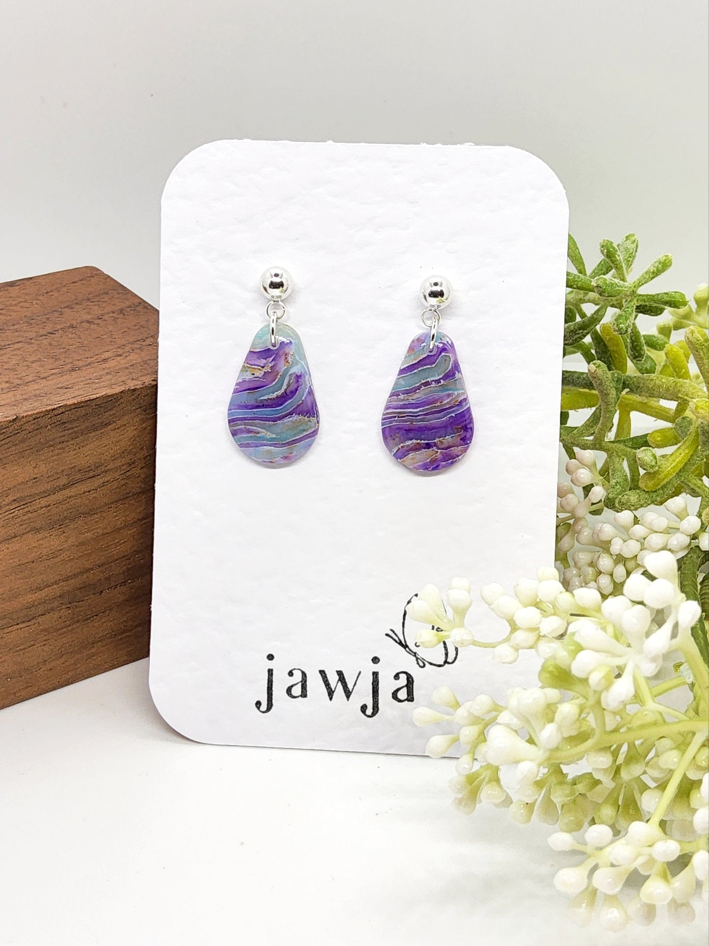 LILAC MARBLED POLYMER CLAY EARRINGS