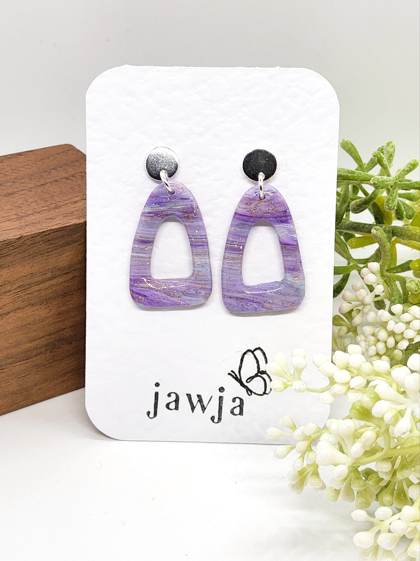 MARBLED LAVENDER POLYMER CLAY EARRINGS