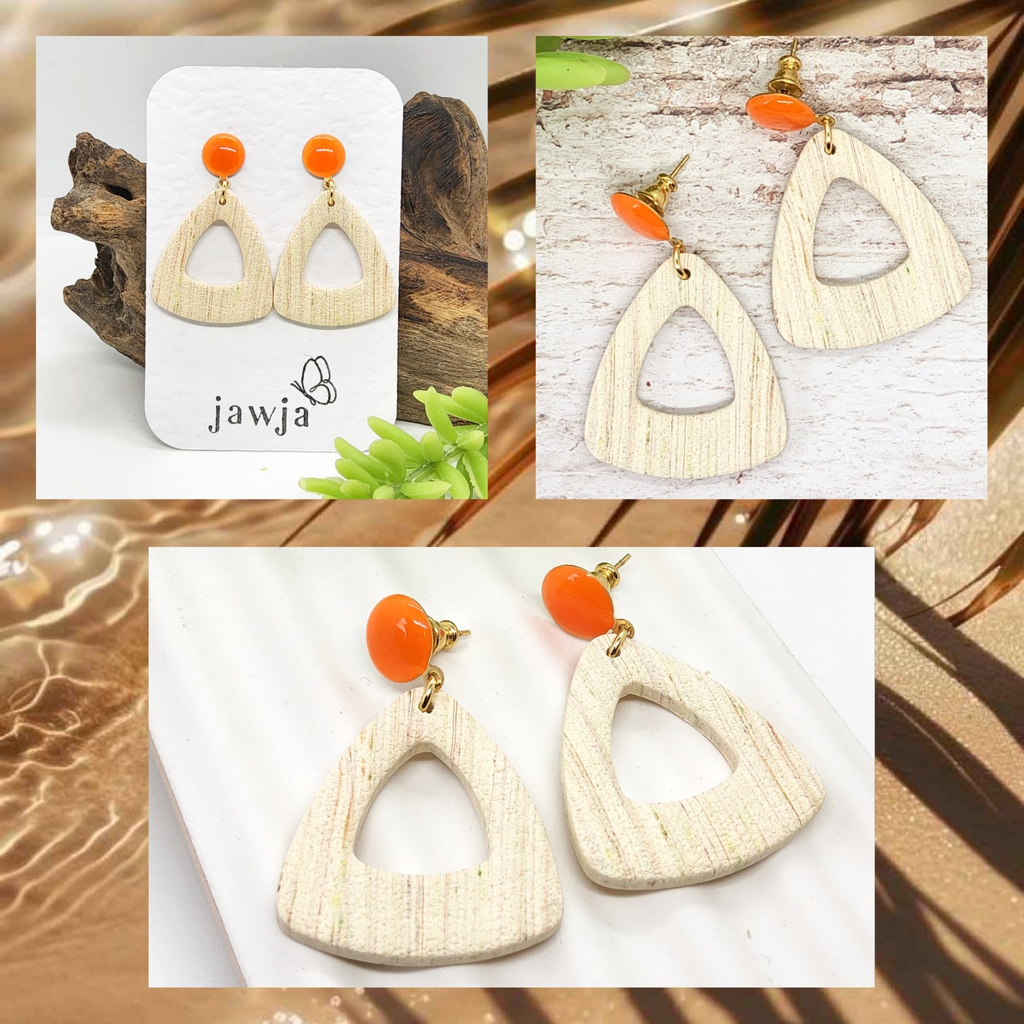 BUTTERCREAM AND ORANGE POLYMER CLAY EARRINGS