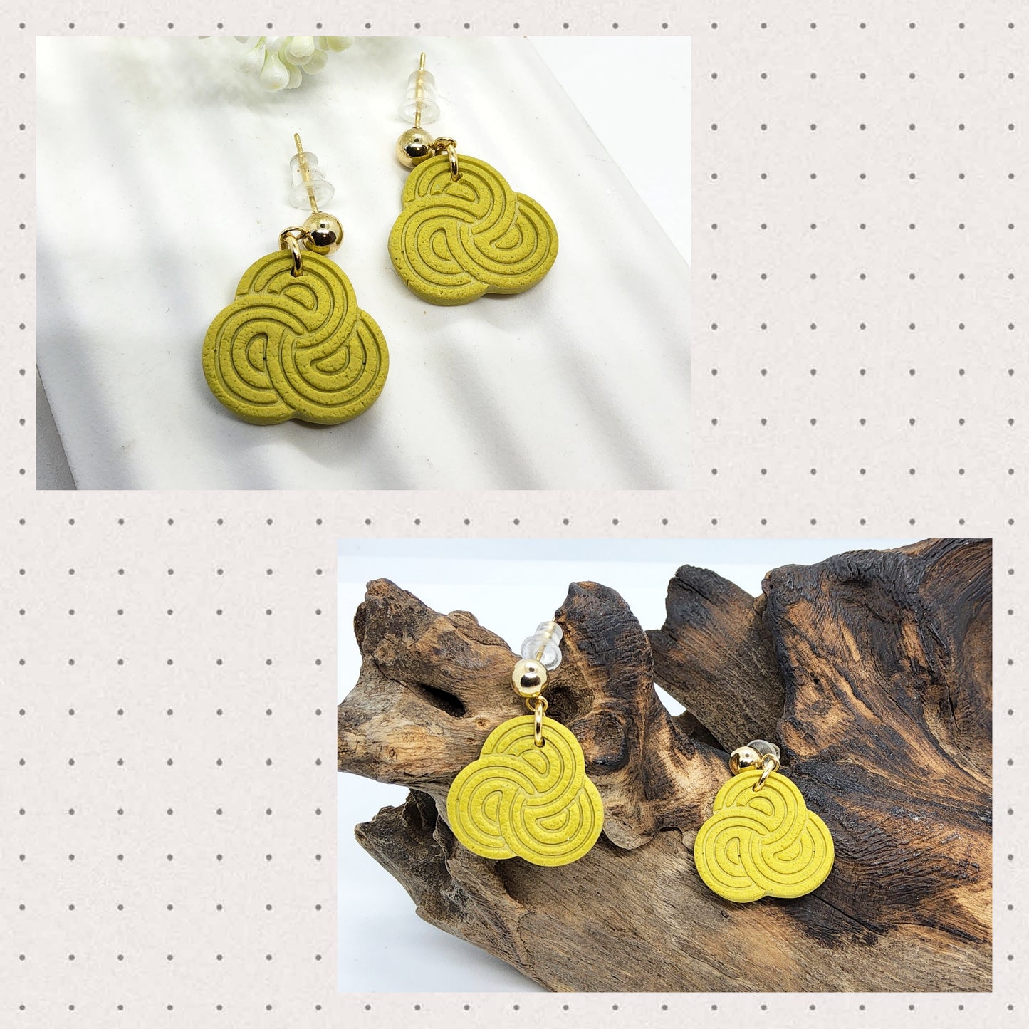 SWIRLED PATTERN AND TEXTURED POLYMER CLAY EARRINGS