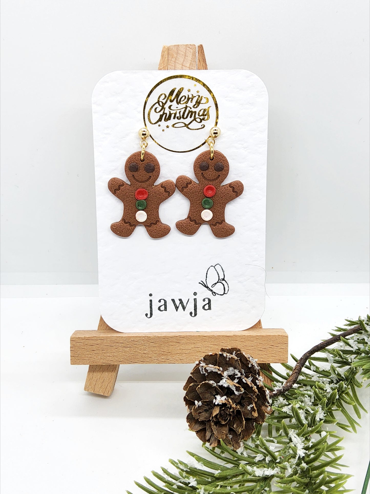 GINGERBREAD MAN POLYMER CLAY CHRISTMAS EARRINGS