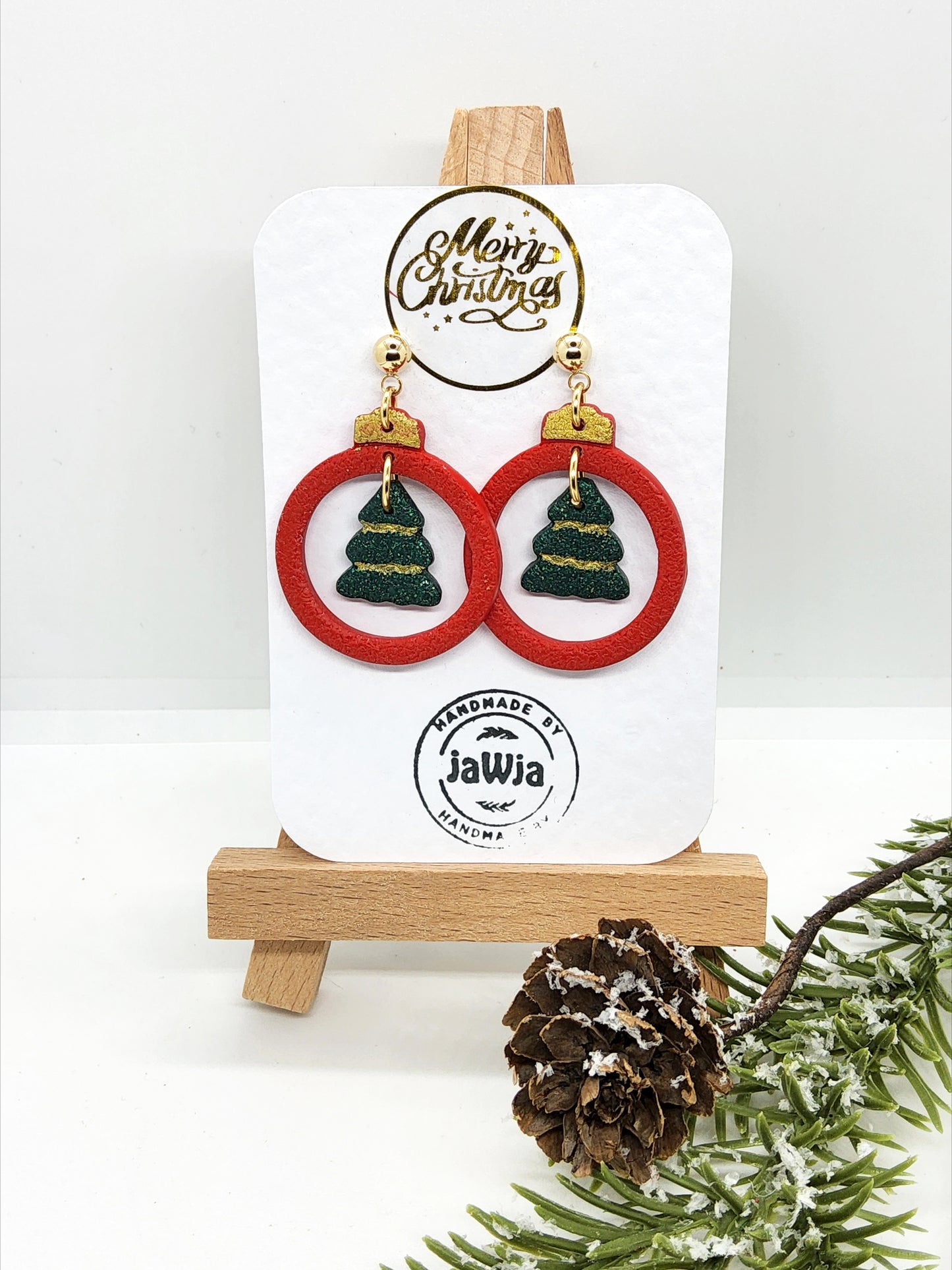 CHRISTMAS BAUBLE POLYMER CLAY EARRINGS