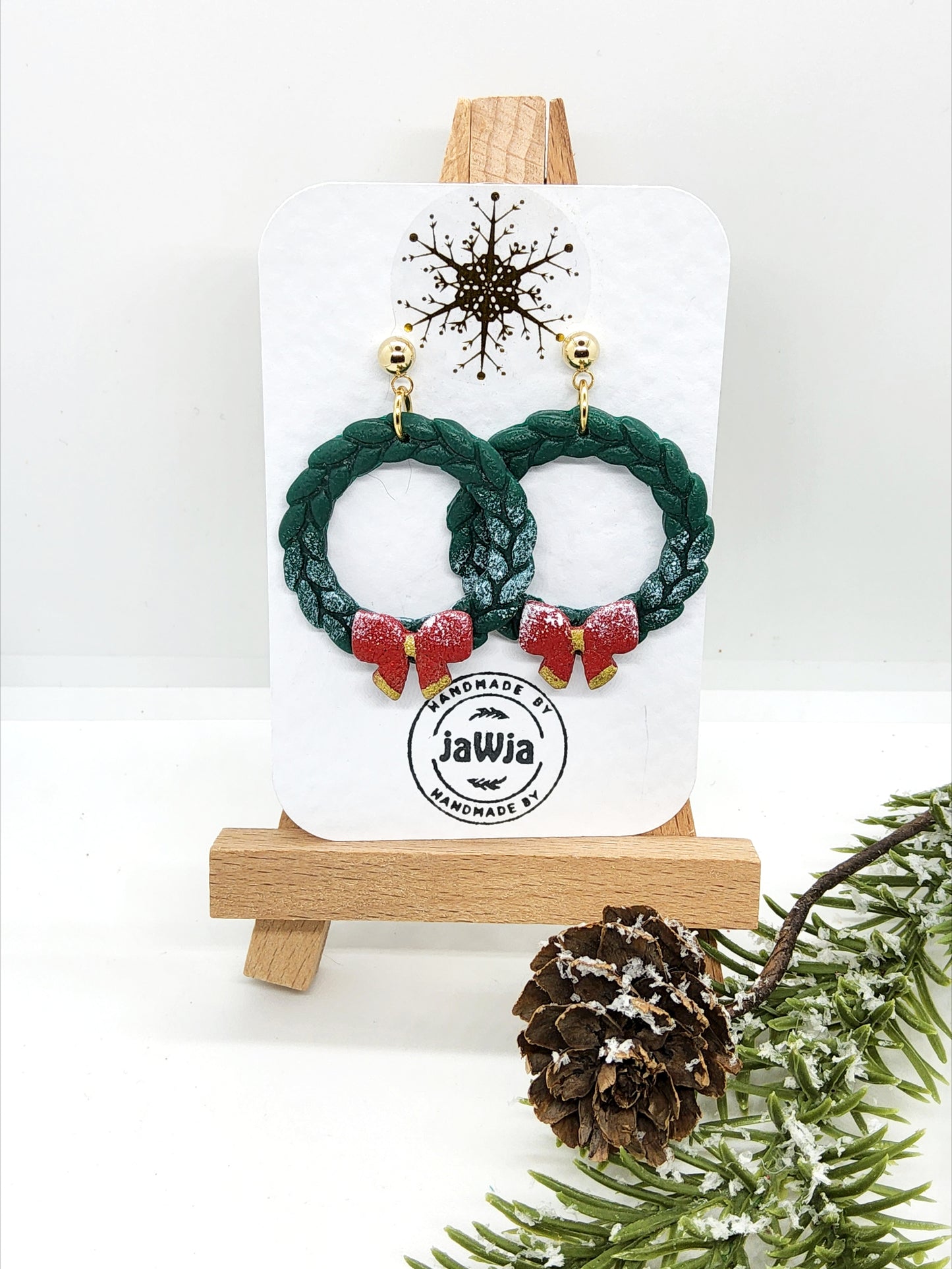 CHRISTMAS WREATH POLYMER CLAY EARRINGS