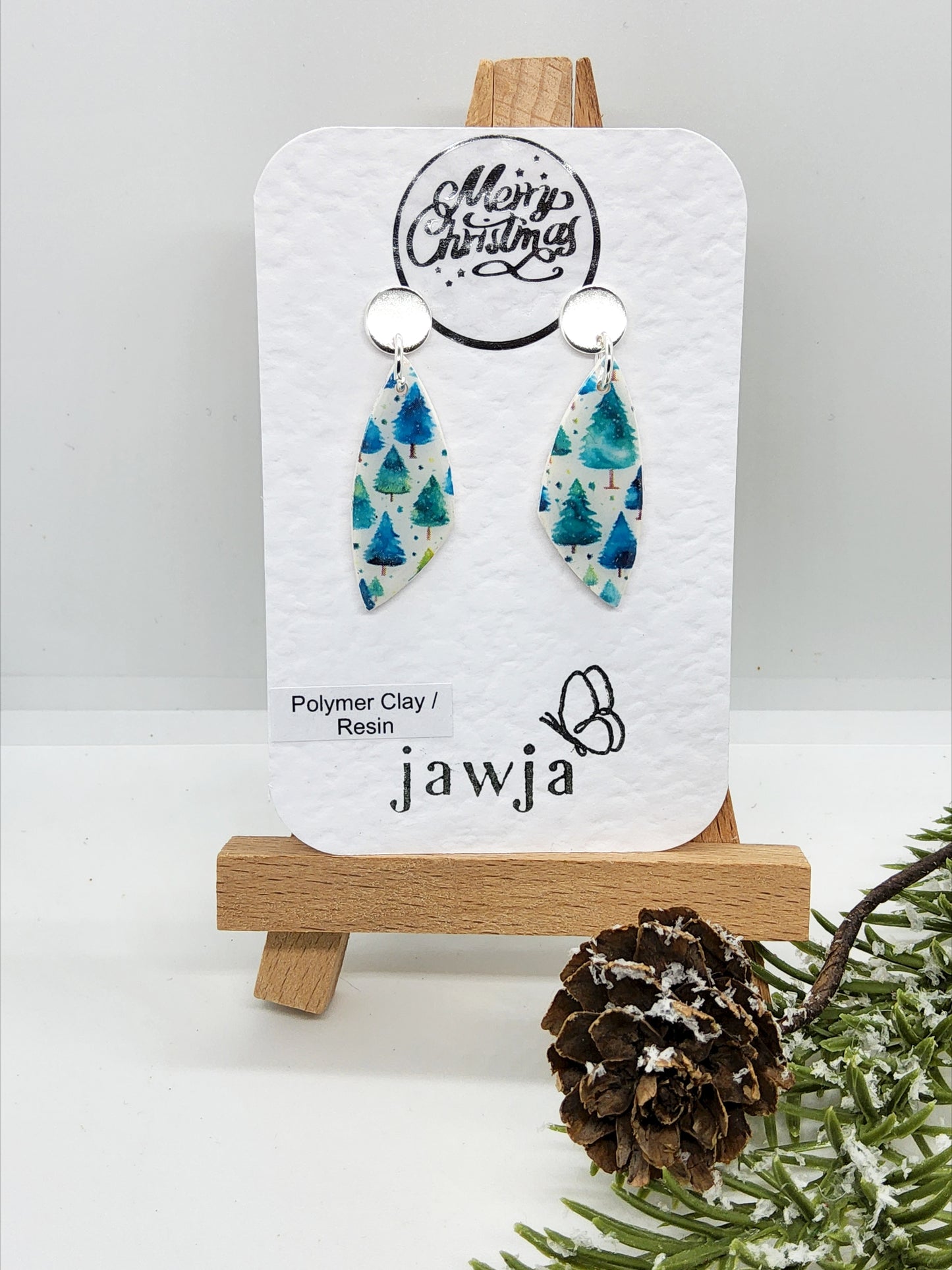 CHRISTMAS TREE POLYMER CLAY EARRINGS