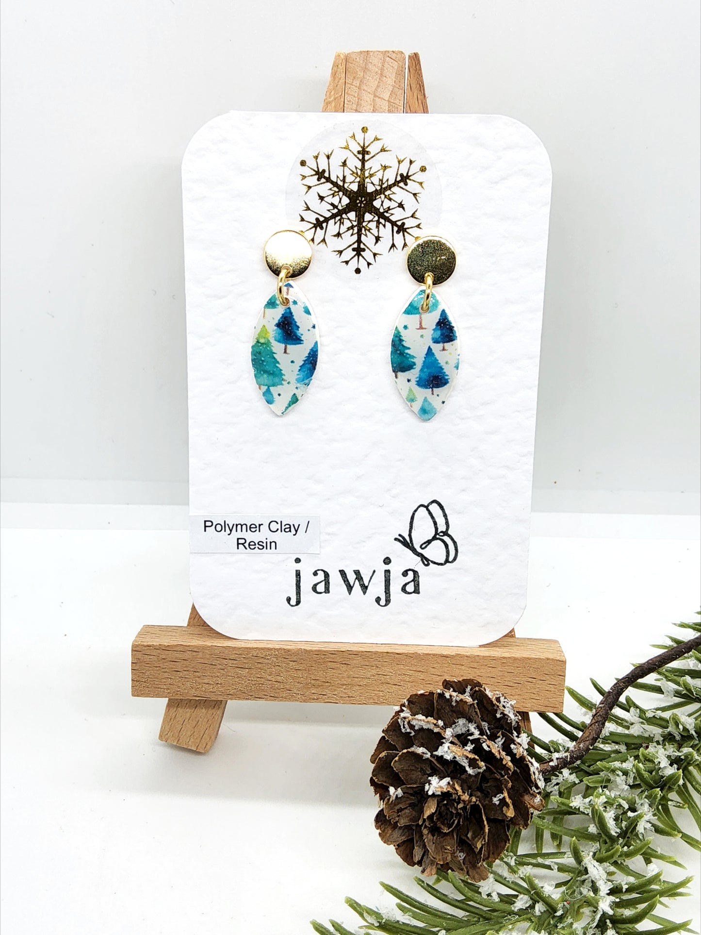 SMALL CHRISTMAS TREE POLYMER CLAY EARRINGS