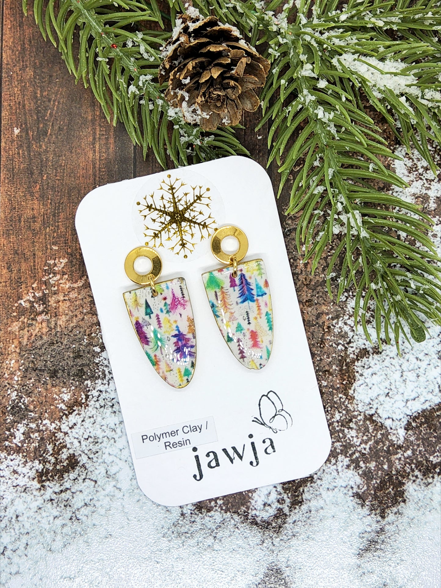 MULTICOLOURED CHRISTMAS TREE POLYMER CLAY EARRINGS