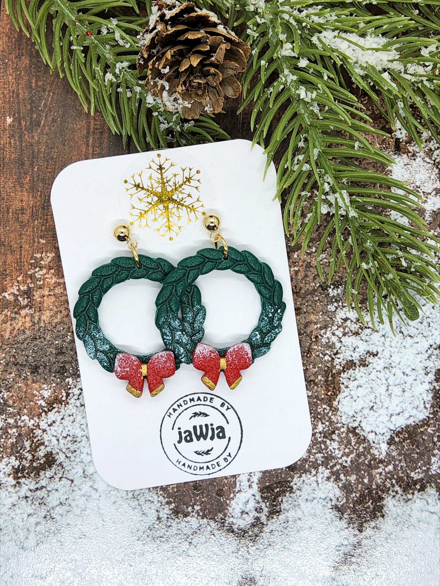 CHRISTMAS WREATH POLYMER CLAY EARRINGS