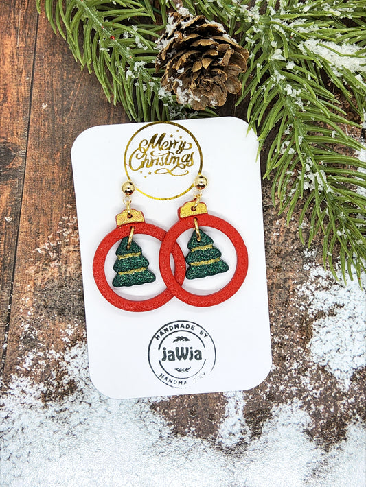 CHRISTMAS BAUBLE POLYMER CLAY EARRINGS