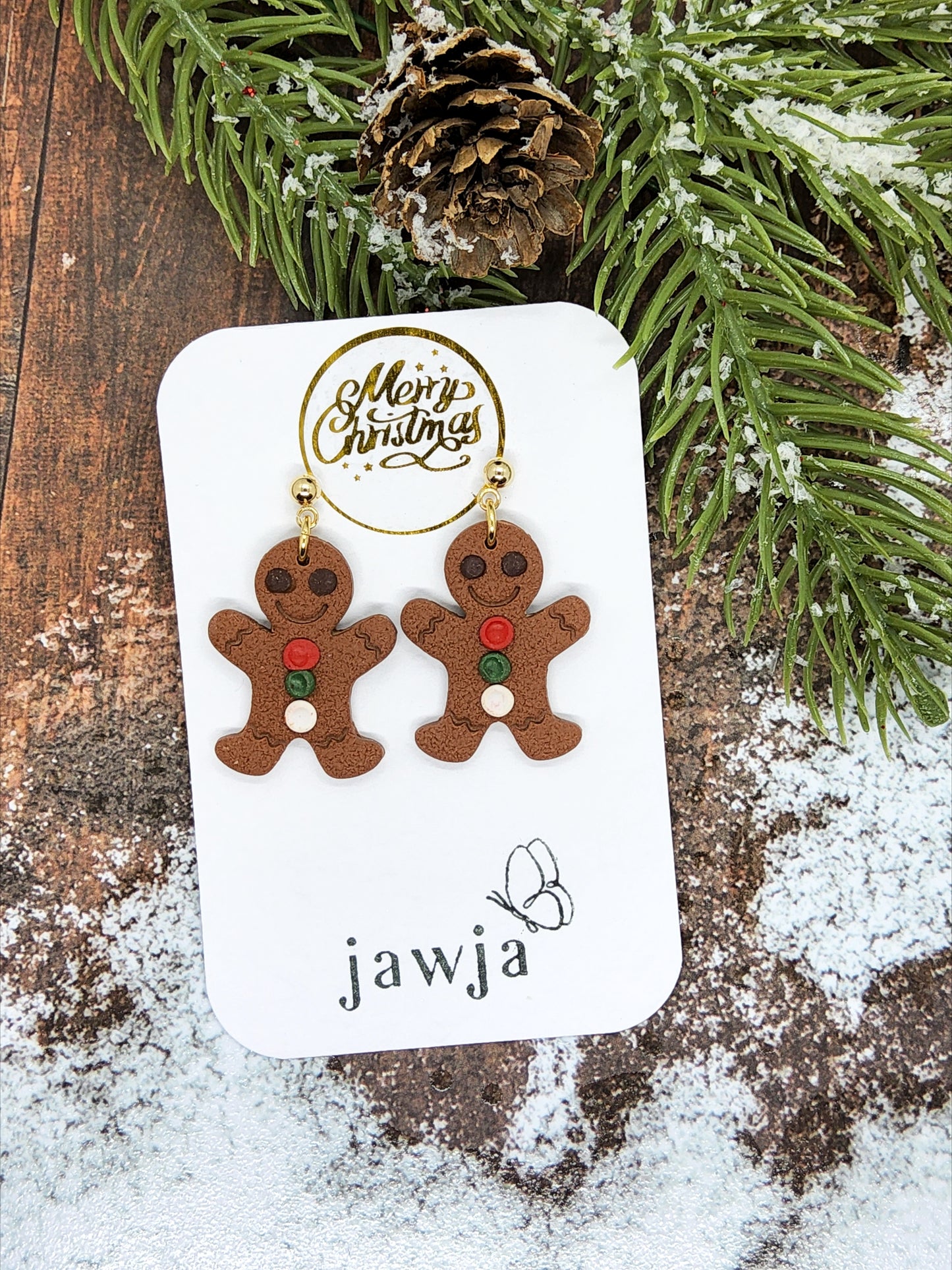 GINGERBREAD MAN POLYMER CLAY CHRISTMAS EARRINGS