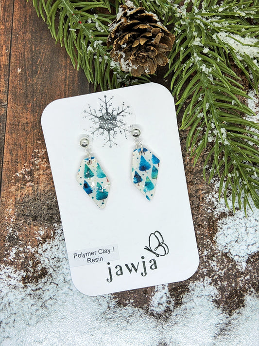 CHRISTMAS TREE POLYMER CLAY EARRINGS