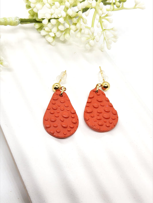 FLAME RED POLYMER CLAY EARRINGS