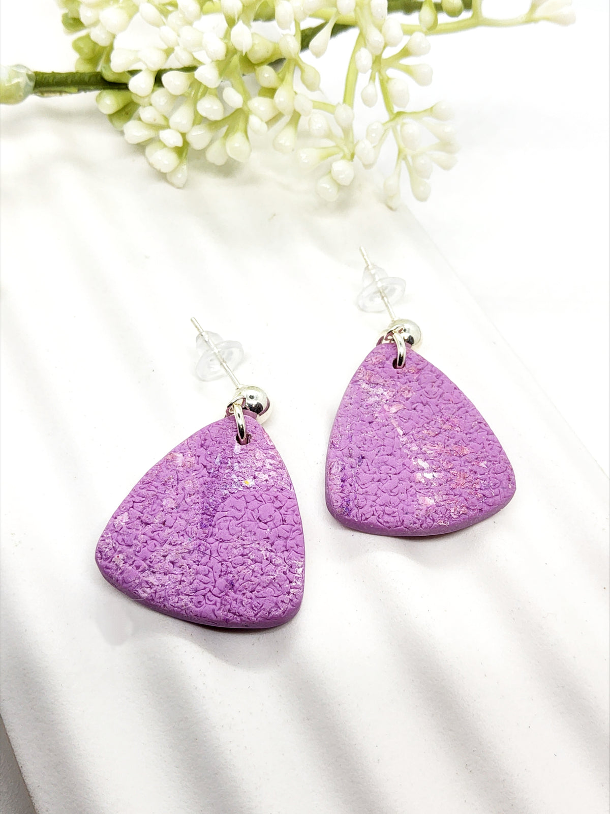 LILAC TEXTURED POLYMER CLAY EARRINGS