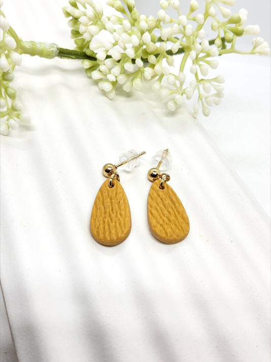 OCHRE LEATHER EFFECT POLYMER CLAY EARRINGS
