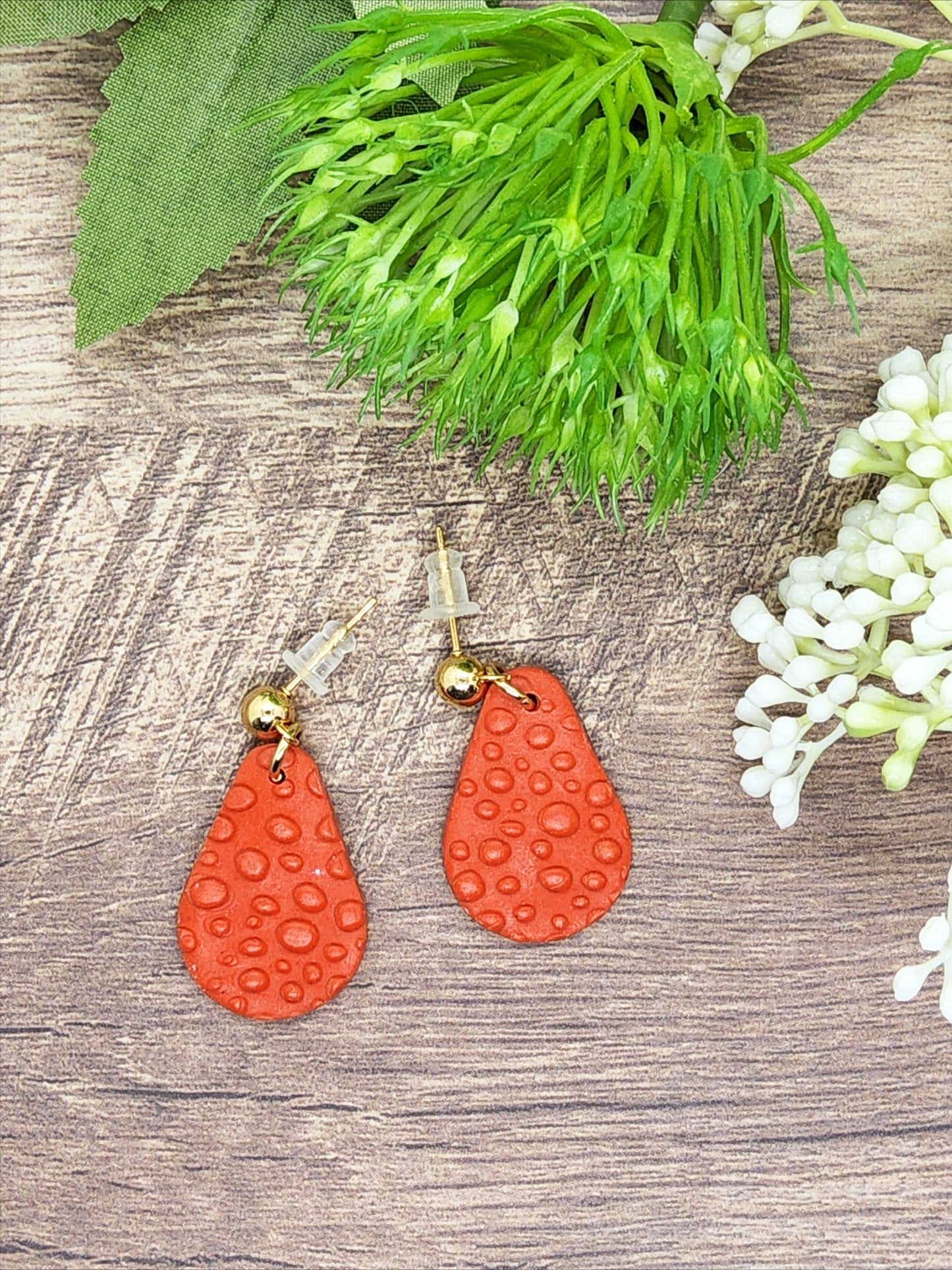 FLAME RED POLYMER CLAY EARRINGS