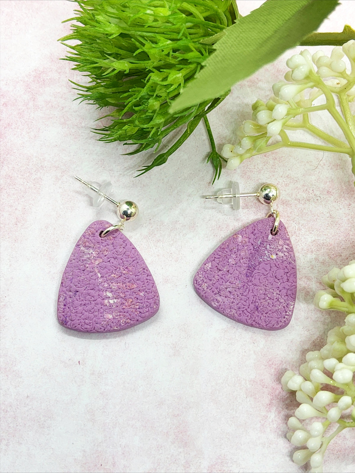 LILAC TEXTURED POLYMER CLAY EARRINGS