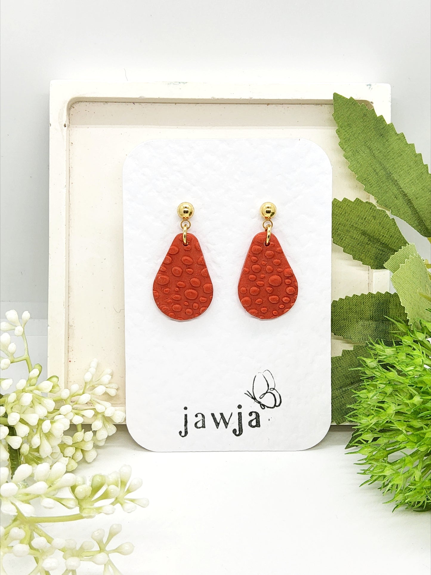 FLAME RED POLYMER CLAY EARRINGS