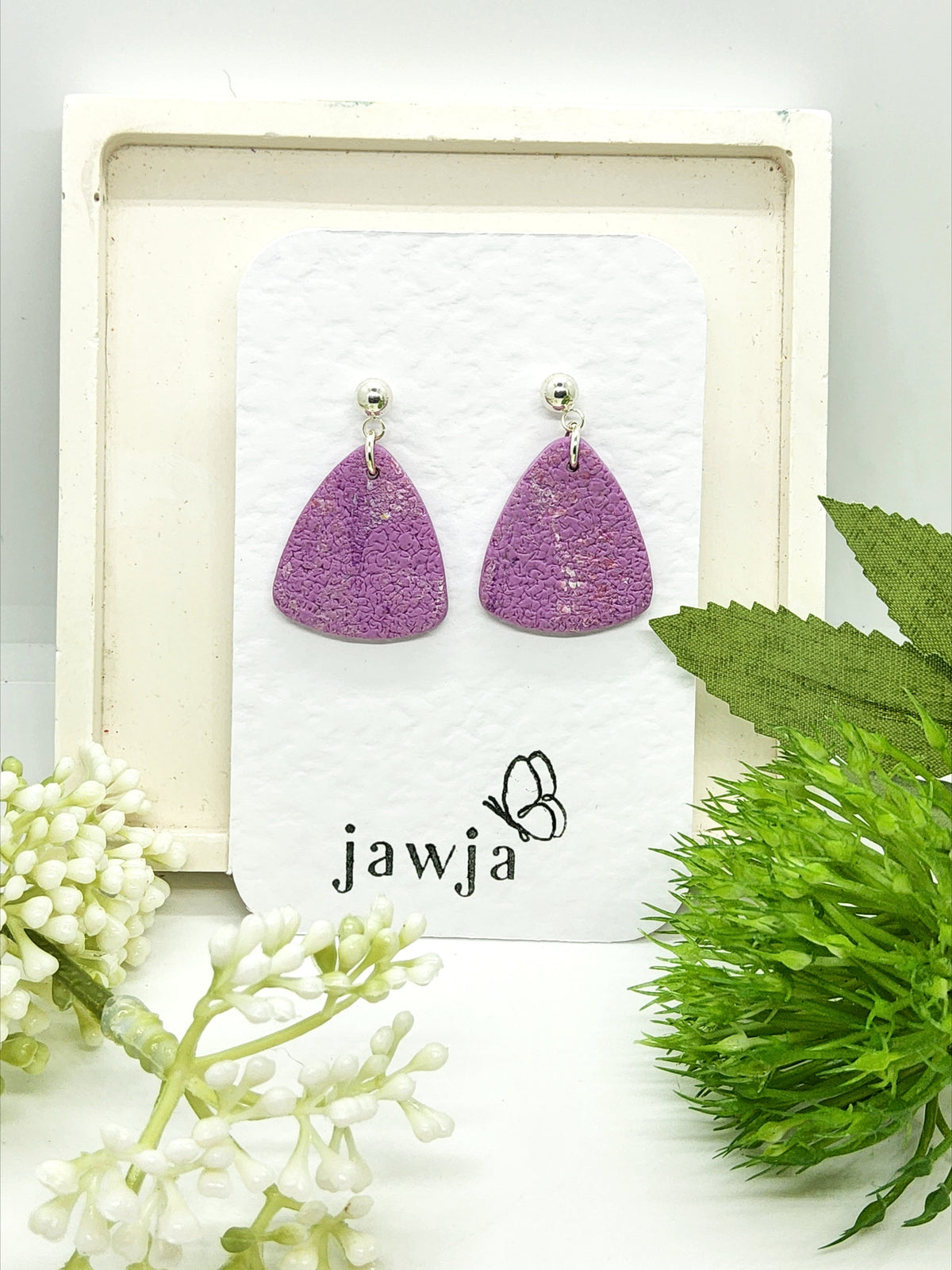 LILAC TEXTURED POLYMER CLAY EARRINGS