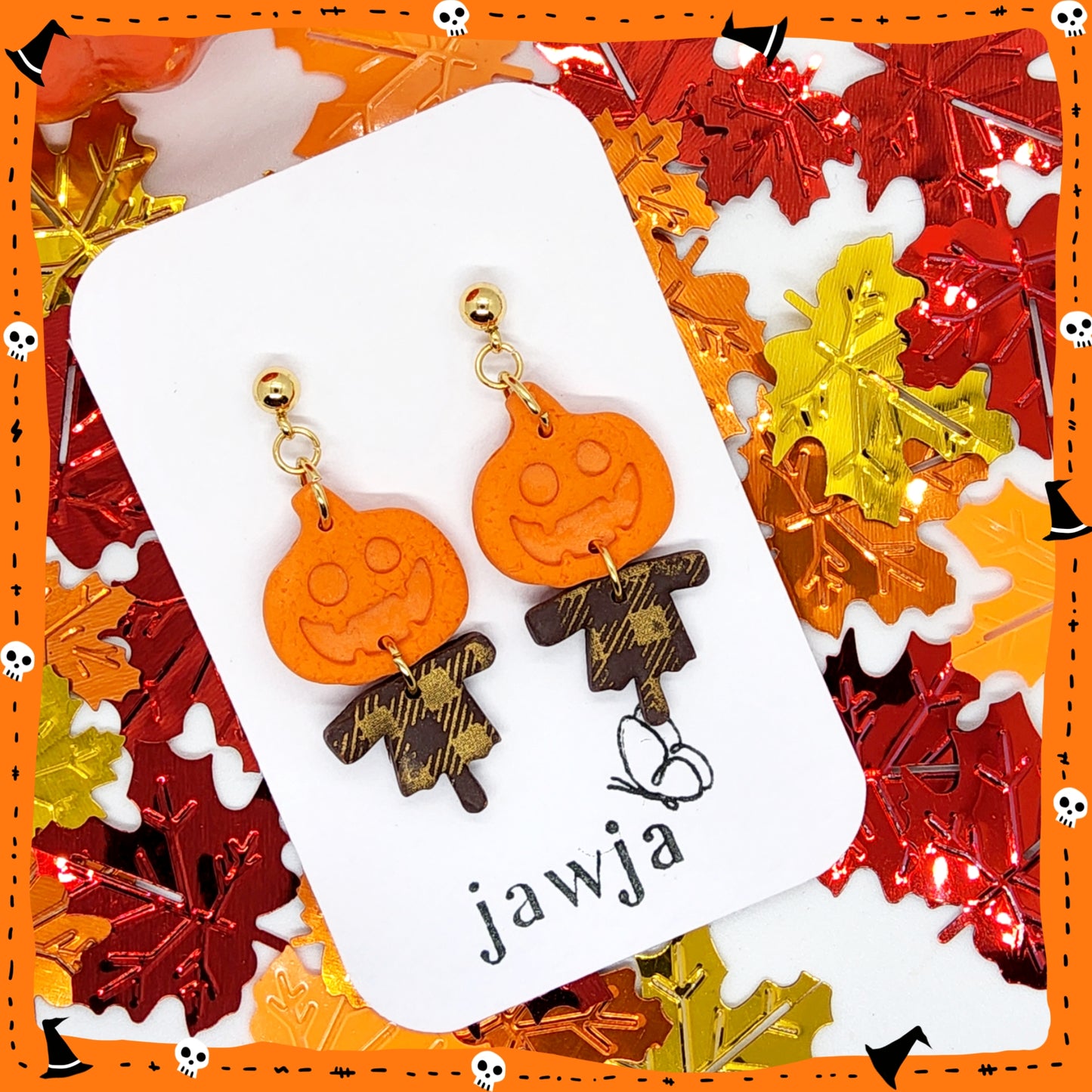 HALLOWEEN SCARECROW POLYMER CLAY EARRINGS