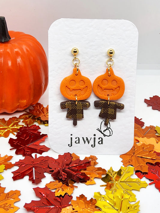 HALLOWEEN SCARECROW POLYMER CLAY EARRINGS