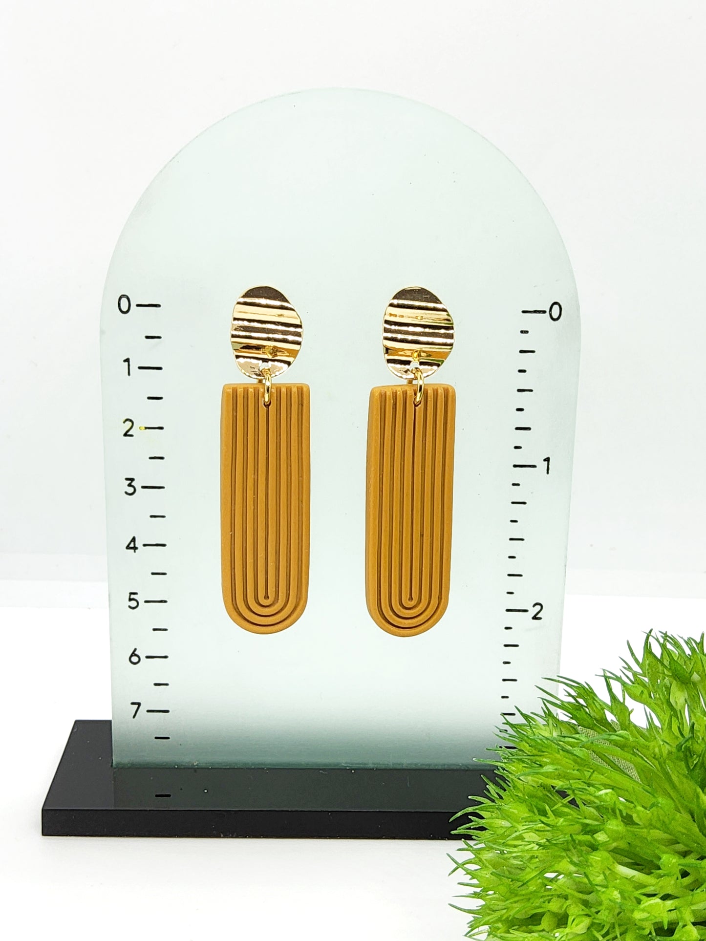 MUSTARD ART DECO POLYMER CLAY EARRINGS