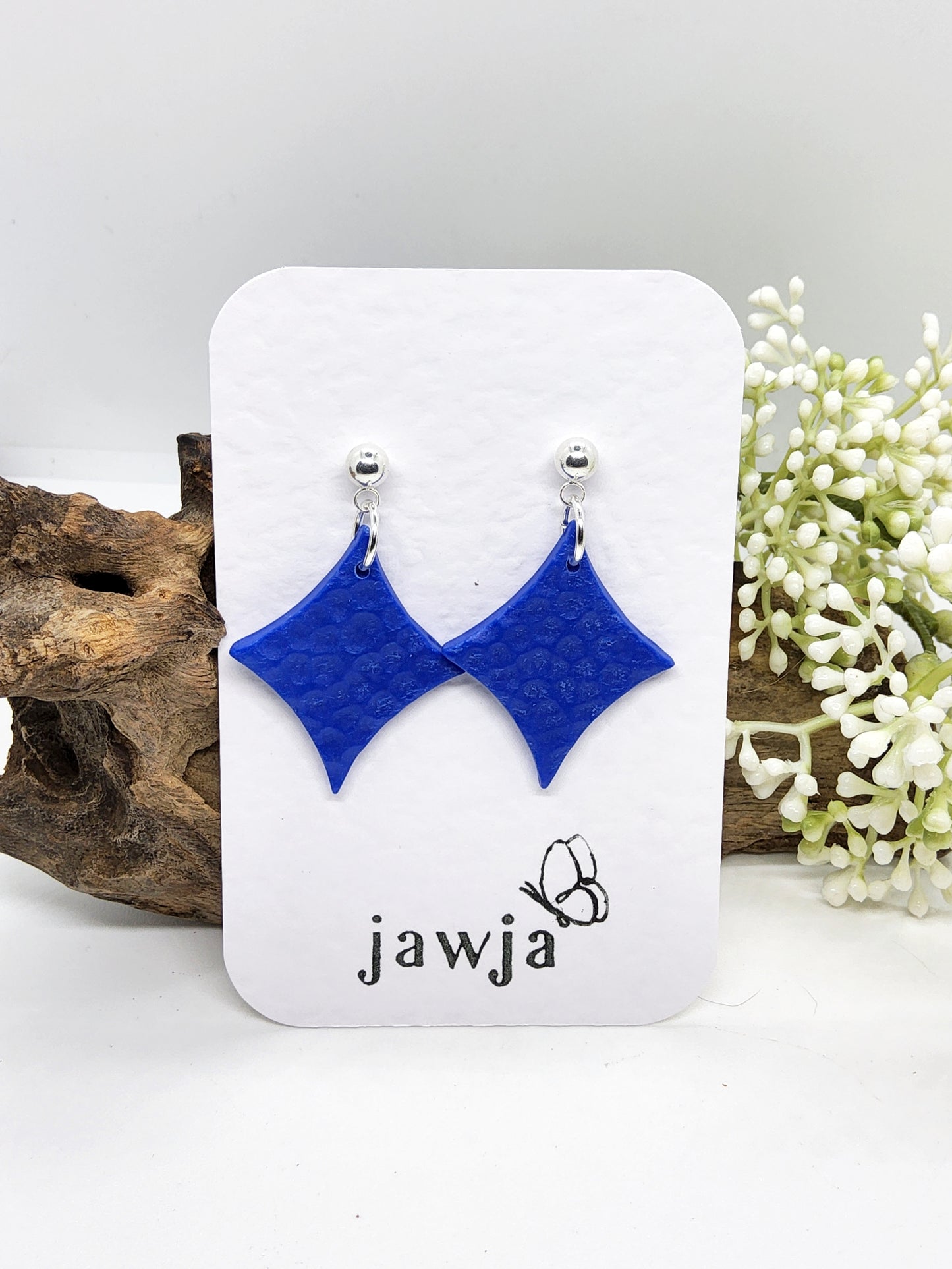 BLUE GEOMETRIC POLYMER CLAY EARRINGS