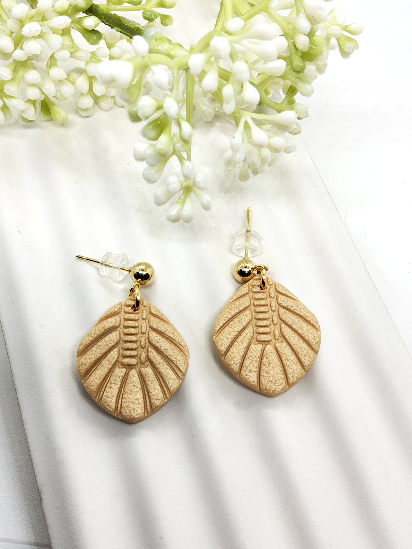 CHAMPAGNE GOLD POLYMER CLAY EARRINGS