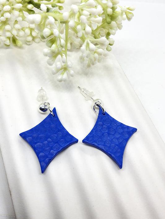 BLUE GEOMETRIC POLYMER CLAY EARRINGS