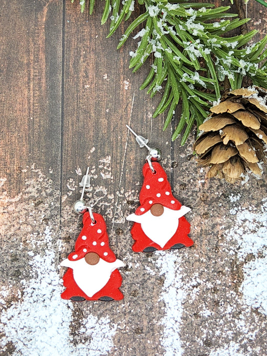 GNOME CHRISTMAS POLYMER CLAY EARRINGS (LARGE)