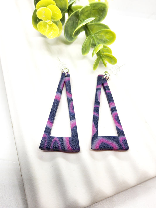 GEOMETRIC MARBLED POLYMER CLAY EARRINGS