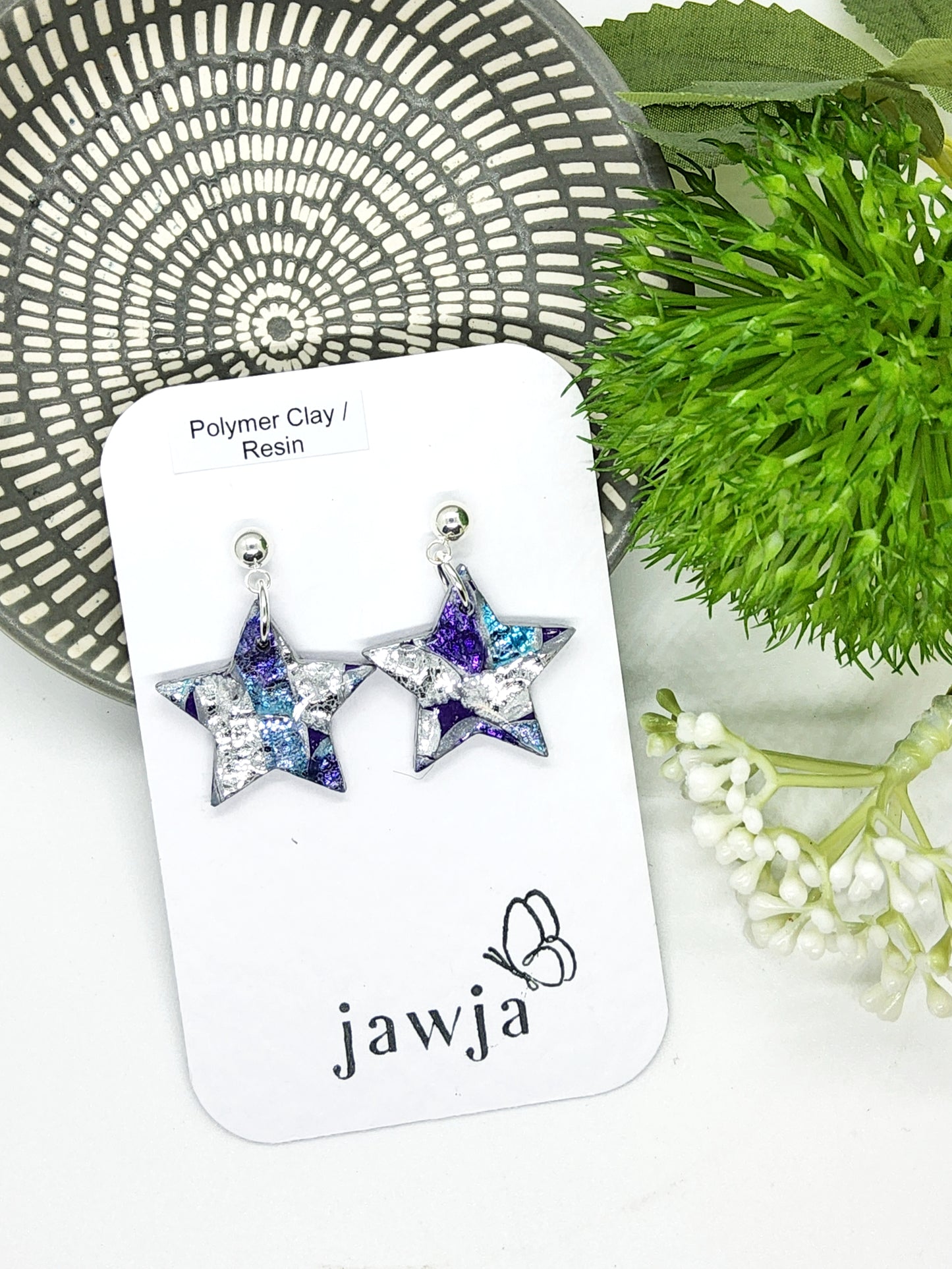 STARS IN METALLIC SILVER, TEAL, LILAC