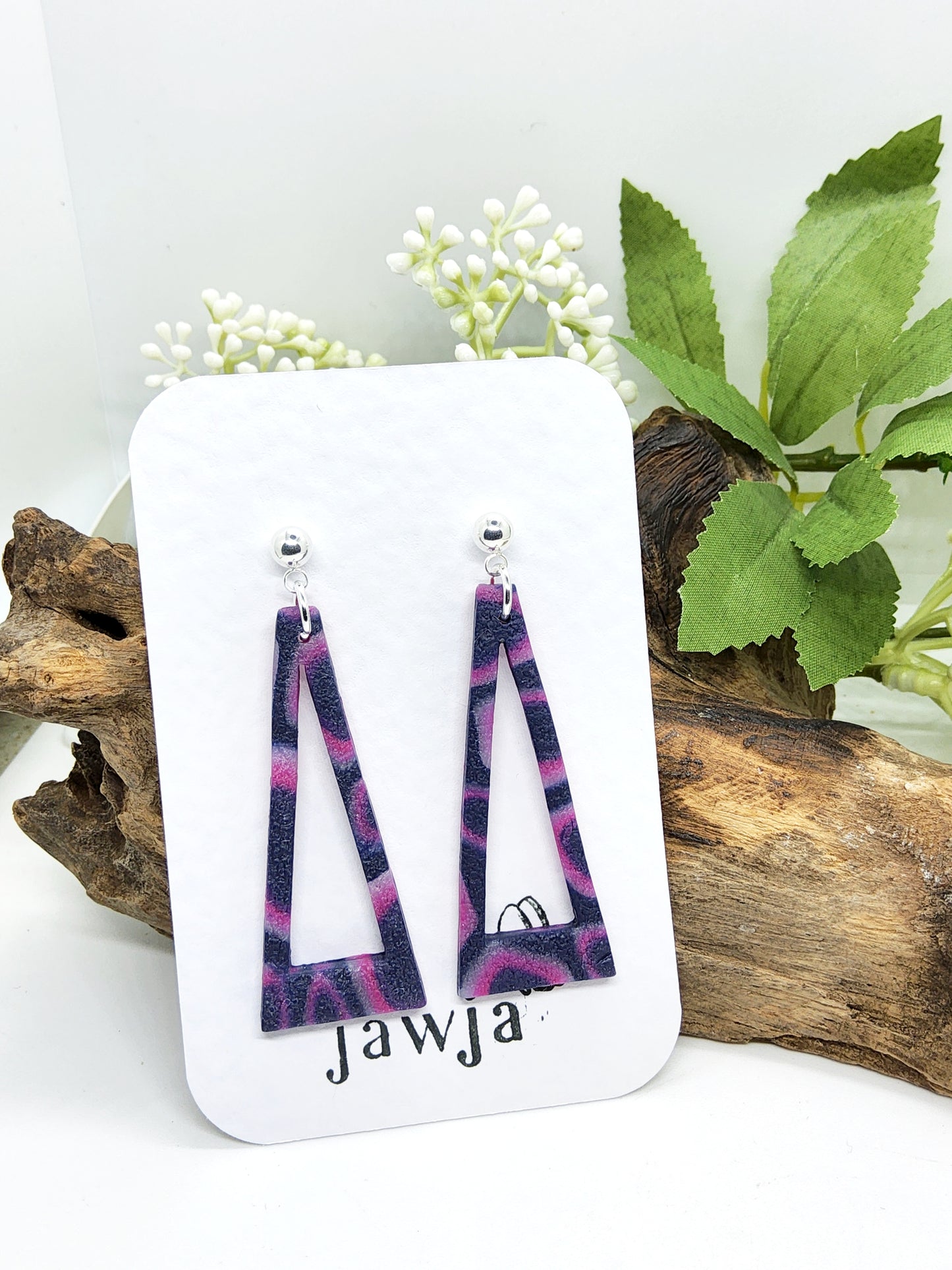 GEOMETRIC MARBLED POLYMER CLAY EARRINGS