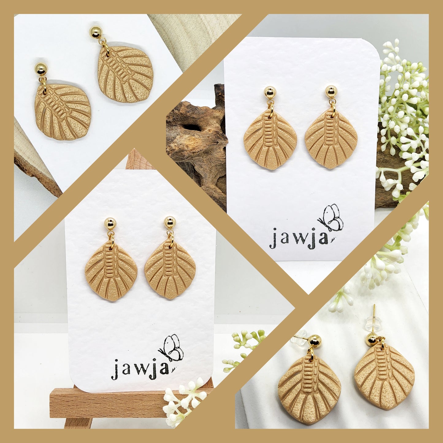 CHAMPAGNE GOLD POLYMER CLAY EARRINGS