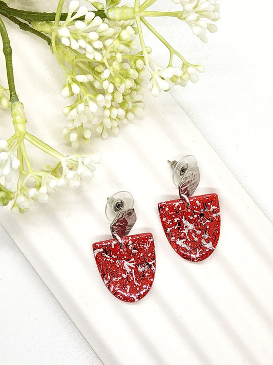 RED, SILVER, BLACK AND WHITE POLYMER CLAY EARRINGS