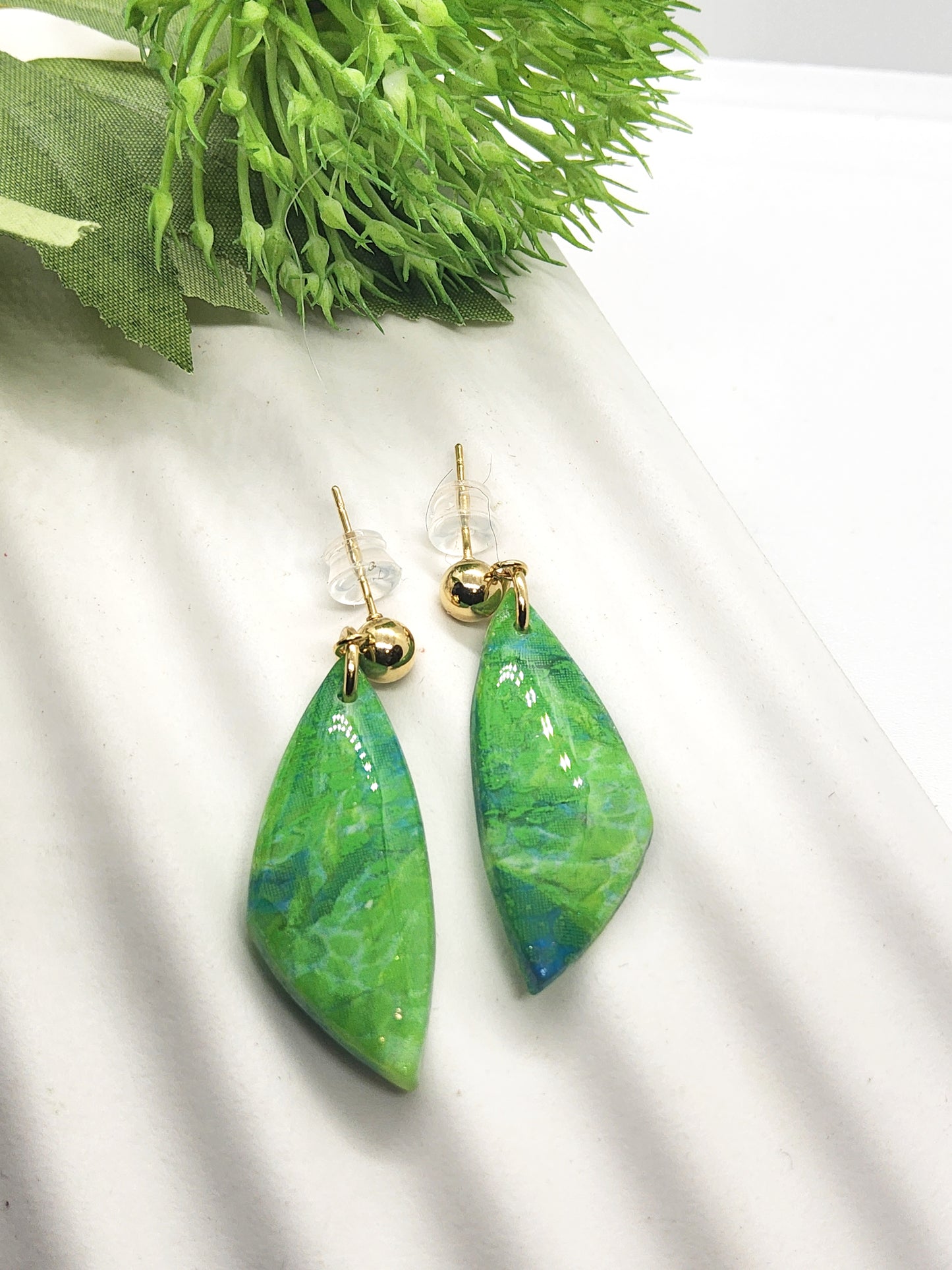 SPRING GREEN POLYMER CLAY EARRINGS