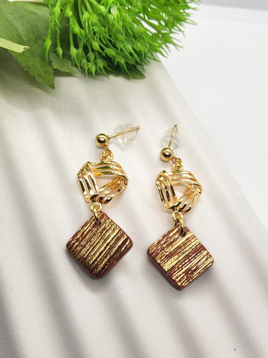 TERRACOTTA AND GOLD POLYMER CLAY EARRINGS